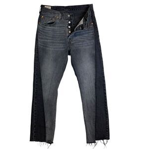 Levi’s Premium 501 Jeans Women’s 30x30 Spliced Two Toned Raw Hem Big E Unique